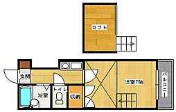 エクセレント安田D館 1Kの間取図画像