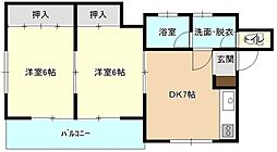 第二鍵山ビル 2DKの間取図画像