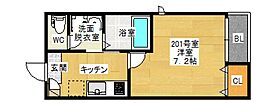 グランティックラウレア 1Kの間取図画像