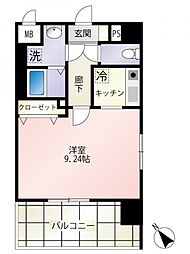 第15友建ビル 1Kの間取図画像
