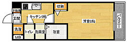 パレグレース中筋 1Kの間取図画像