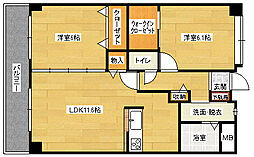 ヴィラージュ緑井 2LDKの間取図画像