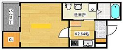 reve上安 1Kの間取図画像