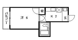 ダイアパレスグランドール4番街大手町 1Kの間取図画像