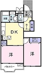 ペルル 2DKの間取図画像