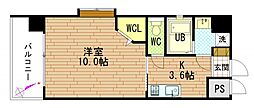 グラビスコート十日市 1Kの間取図画像