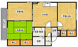 リヴェール小田B 3DKの間取図画像
