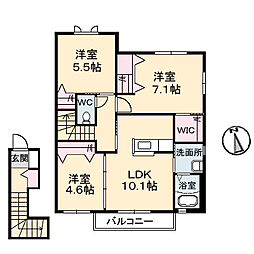 フェリークA 3LDKの間取図画像