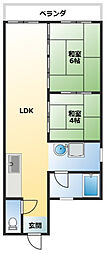山荘マンション 2LDKの間取図画像
