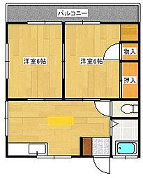 中川アパート 2DKの間取図画像