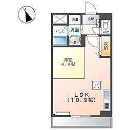 オーシャンビューコート 1LDKの間取図画像