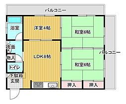 久都内マンション 3DKの間取図画像
