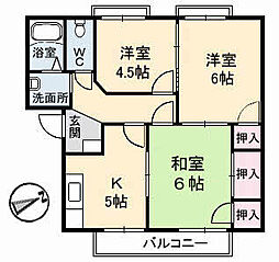 フレグランス佐々木C 3Kの間取図画像