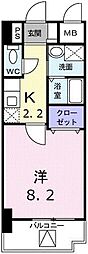 アイ・フィオーレ東原 1Kの間取図画像