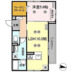 VILLA HAKUYO 1LDKの間取図画像