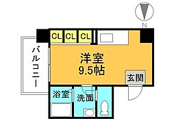 リバティ三篠 ワンルームの間取図画像