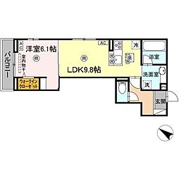 Colermo舟入南 1LDKの間取図画像