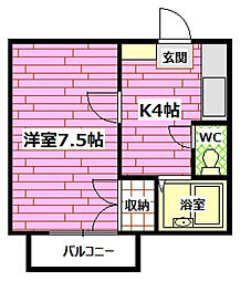 エスポアールM 1Kの間取図画像