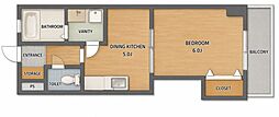 マンション春夏秋冬 1DKの間取図画像