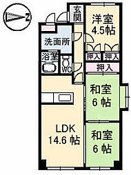 サンライズ三滝橋 3LDKの間取図画像