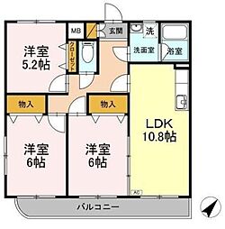 コンフォール春日野通り 3LDKの間取図画像