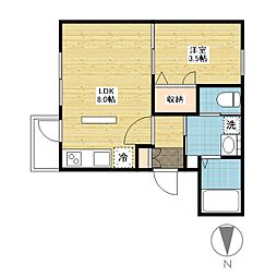 月光府中大通り壱番館 1LDKの間取図画像