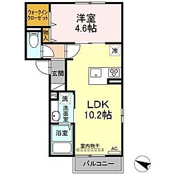 フイオーレ井口明神 1LDKの間取図画像
