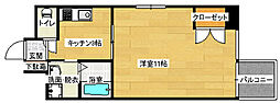 ヴァンサンク堺町 1Kの間取図画像