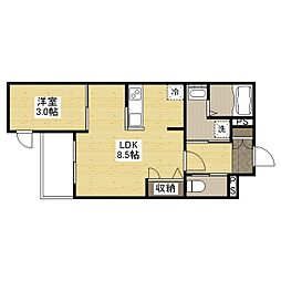 月光安芸中央 1LDKの間取図画像