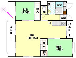 フォレスト 2LDKの間取図画像