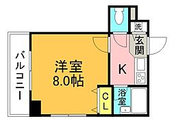 GRADO鶴見 1Kの間取図画像