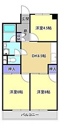 フェローシップ弐番館 3DKの間取図画像