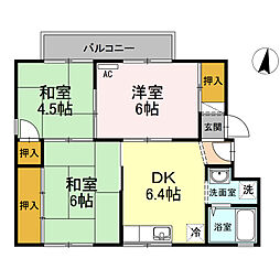 プリメーラ鶴江2 3DKの間取図画像