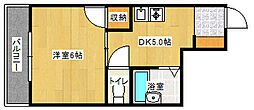 エオス舟入 1DKの間取図画像