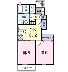 エアリーレジデンスA&K 2DKの間取図画像