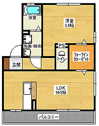 エーデルハイム 1LDKの間取図画像