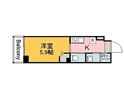 LEDOME府中 1Kの間取図画像