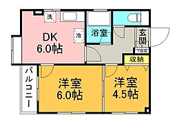 ファニー幸 2DKの間取図画像