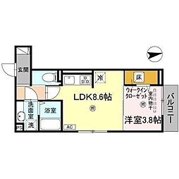 シャトル古市 1LDKの間取図画像
