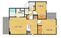 B・Forest庚午 2LDKの間取図画像