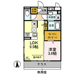 メゾン・レーヴ 1LDKの間取図画像