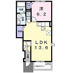 サニーエレガントハウスA 1LDKの間取図画像