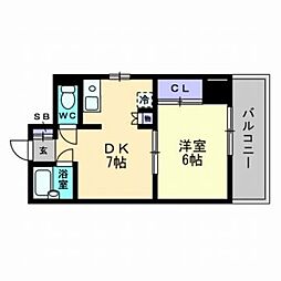 リブレ東蟹屋 1DKの間取図画像