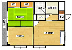 グランドゥール土井 2LDKの間取図画像