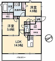シャーメゾン天の辻 2LDKの間取図画像