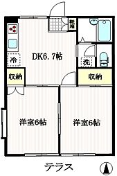 サマックス・アネーロC 2DKの間取図画像