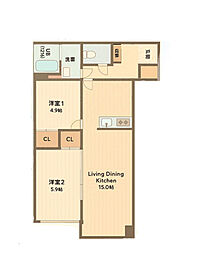 八王子高砂サマリアマンション 2LDKの間取図画像