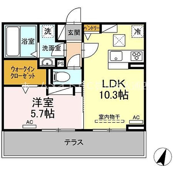 ミエル　ノール ｜愛知県豊川市蔵子1丁目(賃貸アパート1LDK・1階・40.04㎡)の写真 その2