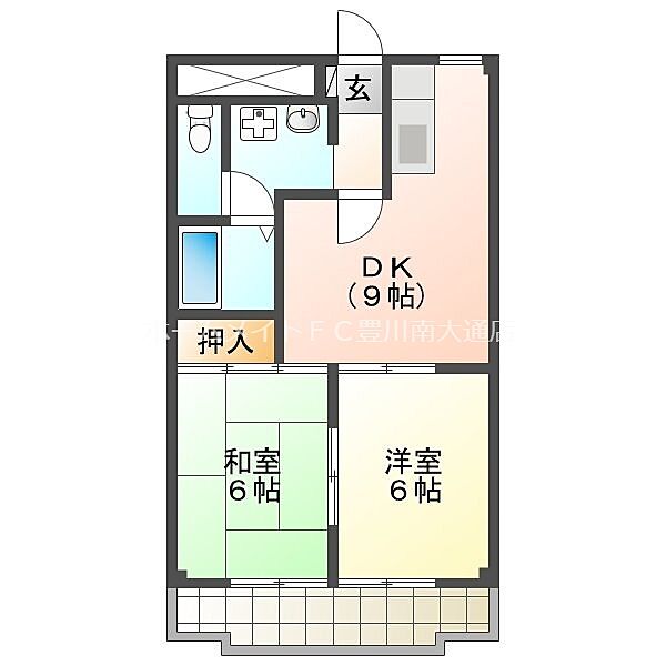 タワーロイヤル ｜愛知県豊川市金塚町2丁目(賃貸マンション2DK・10階・45.36㎡)の写真 その2