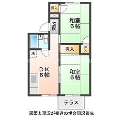 セジュール　アグネス 1階2DKの間取り